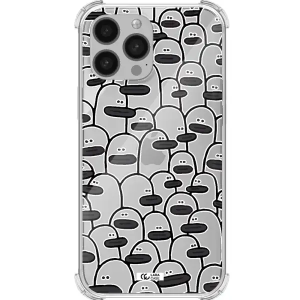 a group of white and black cartoon characters Apple iPhone 13 Pro Max Clear PC Case