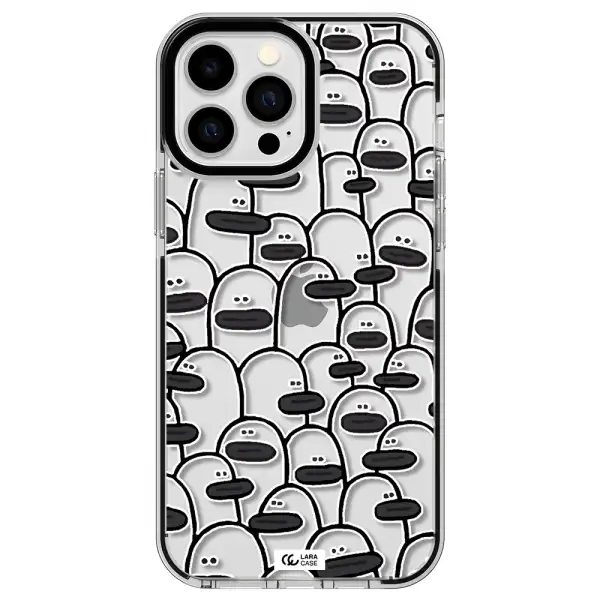 a group of white and black cartoon characters Apple iPhone 13 Pro Max impact black border Case