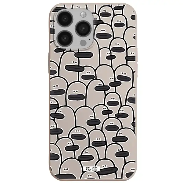 a group of white and black cartoon characters Apple iPhone 13 Pro Max Silicone Stone Case