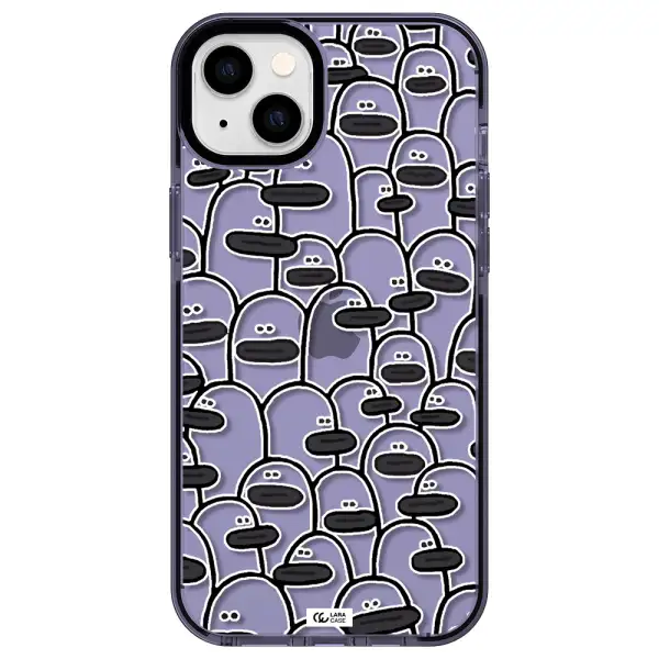 a group of white and black cartoon characters Apple iPhone 14 plus impact Lilac Case
