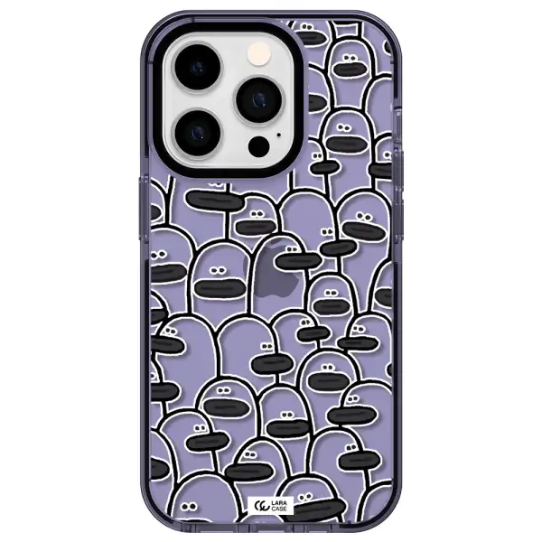 a group of white and black cartoon characters Apple iPhone 14 pro impact Lilac Case