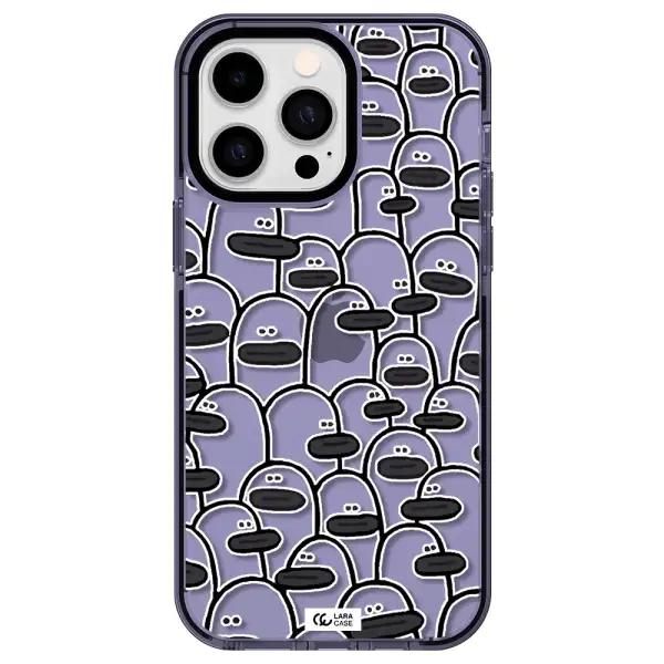 a group of white and black cartoon characters Apple iPhone 14 pro max impact Lilac Case