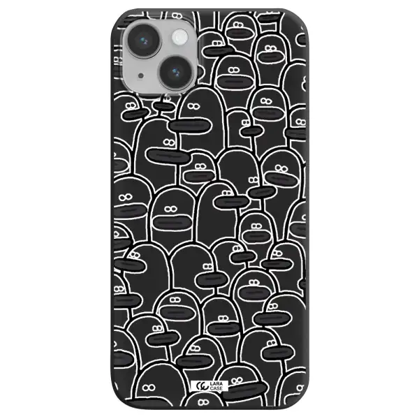 a group of white and black cartoon characters Apple iPhone 14 Silicone black Case