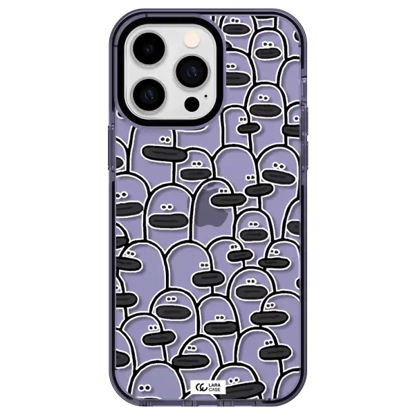 a group of white and black cartoon characters Apple iPhone 15 Pro impact Lilac Case