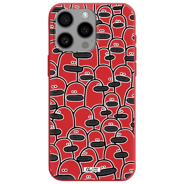 A Group Of White And Black Cartoon Characters Apple Iphone 15 Pro Max Silicone Imperial Red Case