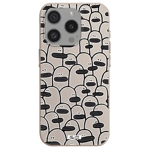 A Group Of White And Black Cartoon Characters Apple Iphone 15 Pro Silicone Stone Case