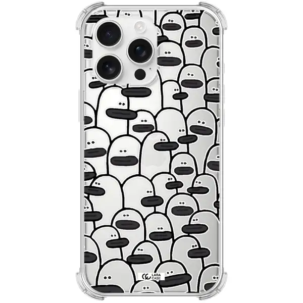 A Group Of White And Black Cartoon Characters Apple Iphone 16 Pro Max Clear Pc Case