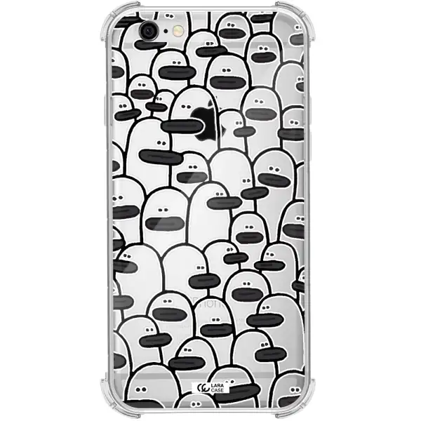 a group of white and black cartoon characters Apple iPhone 6 Clear PC Case