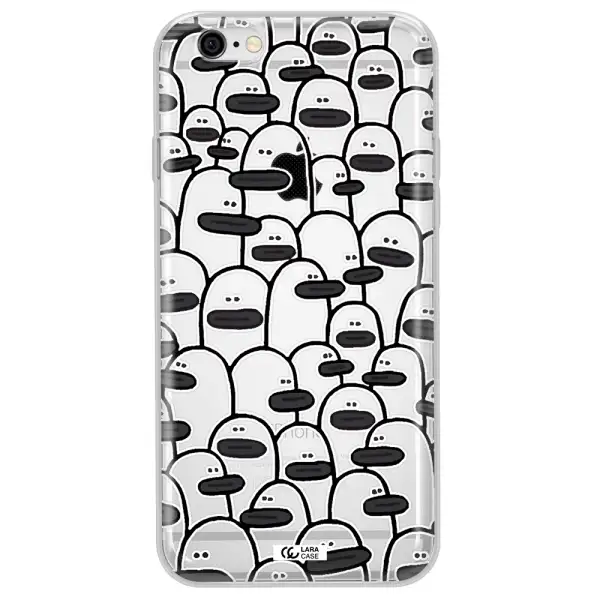 a group of white and black cartoon characters Apple iPhone 6 Clear TPU Case