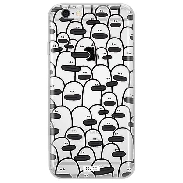 a group of white and black cartoon characters Apple iPhone 6 plus Clear TPU Case