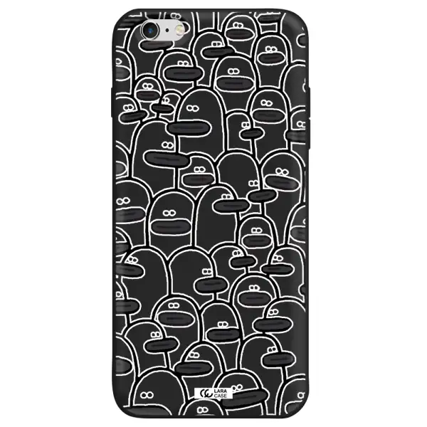 a group of white and black cartoon characters Apple iPhone 6 plus Silicone black Case
