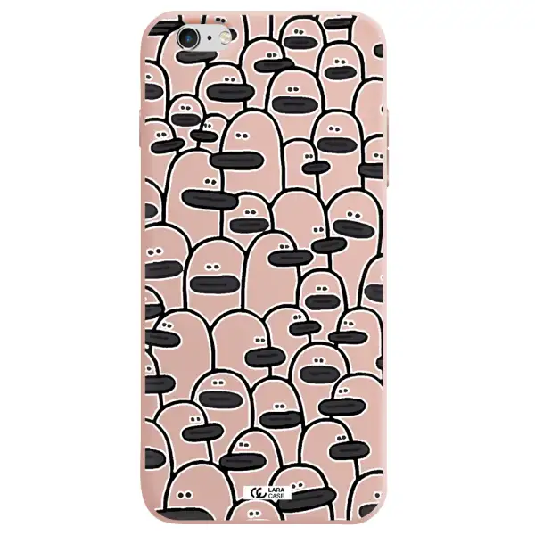a group of white and black cartoon characters Apple iPhone 6 s plus Silicone pastel pink Case