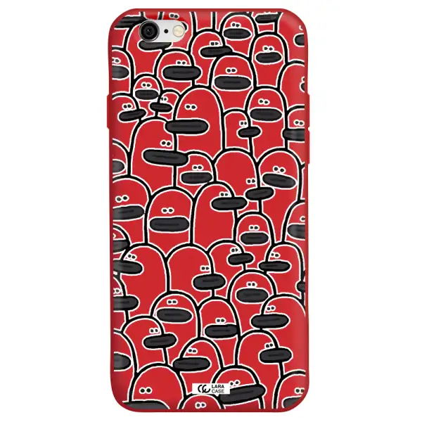 a group of white and black cartoon characters Apple iPhone 6 Silicone Imperial Red Case