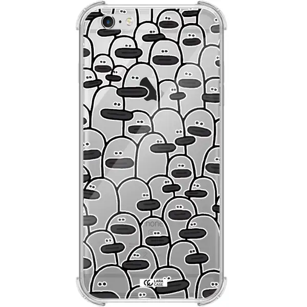 a group of white and black cartoon characters Apple iPhone 6S Clear PC Case