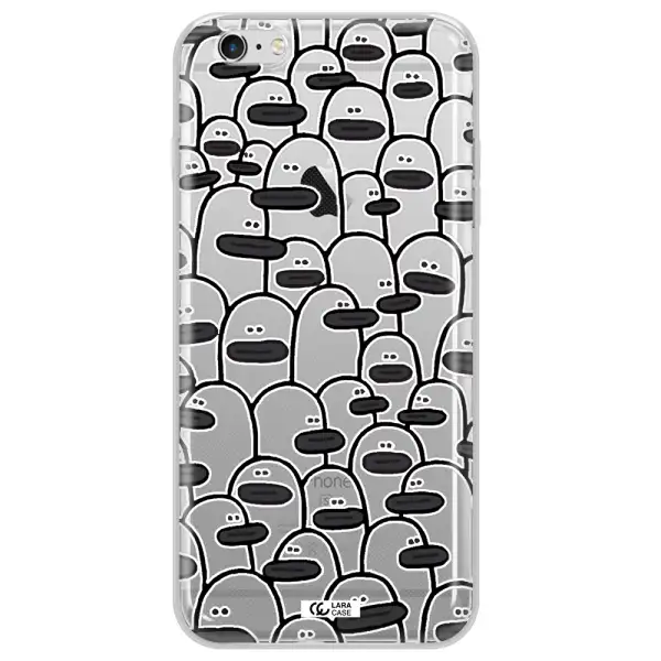 a group of white and black cartoon characters Apple iPhone 6S Clear TPU Case
