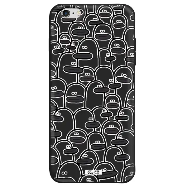 a group of white and black cartoon characters Apple iPhone 6S Silicone black Case