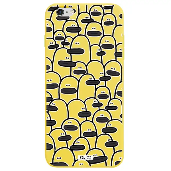 a group of white and black cartoon characters Apple iPhone 6S Silicone canary yellow Case