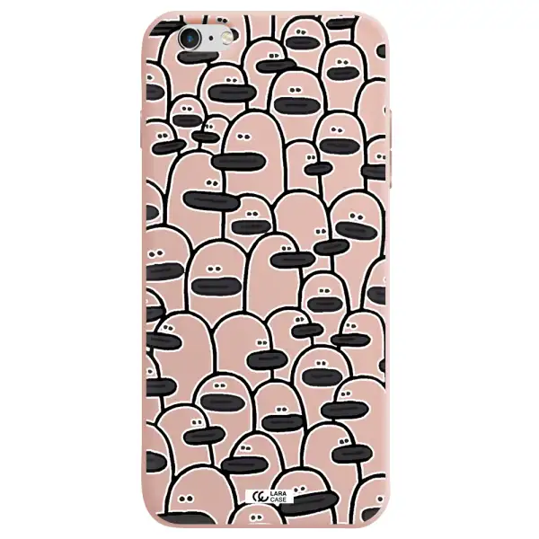 a group of white and black cartoon characters Apple iPhone 6S Silicone pastel pink Case