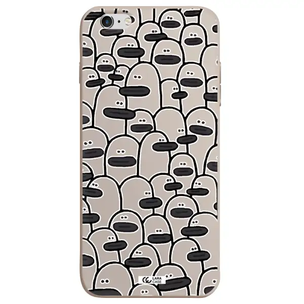 a group of white and black cartoon characters Apple iPhone 6S Silicone Stone Case