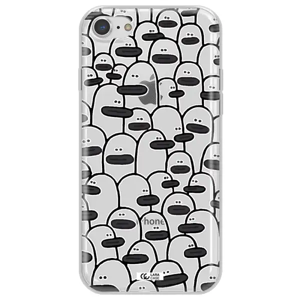 a group of white and black cartoon characters Apple iPhone 7 Clear TPU Case