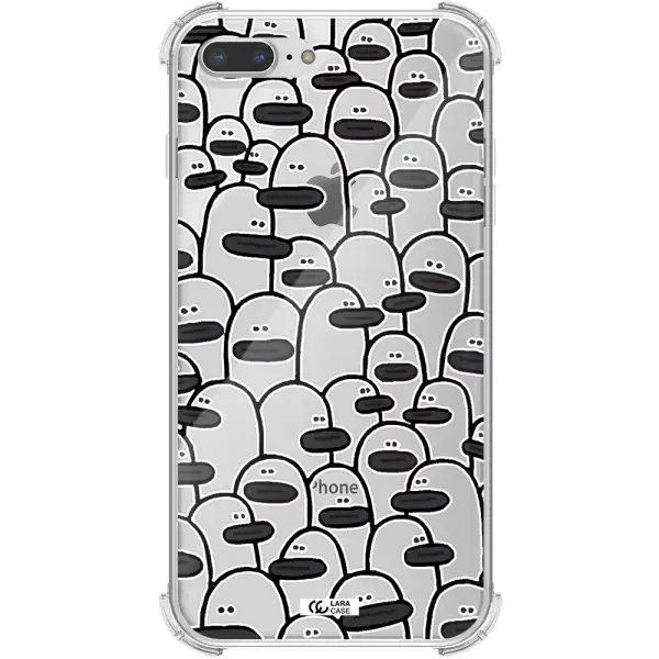 a group of white and black cartoon characters Apple iPhone 7 plus Clear PC Case