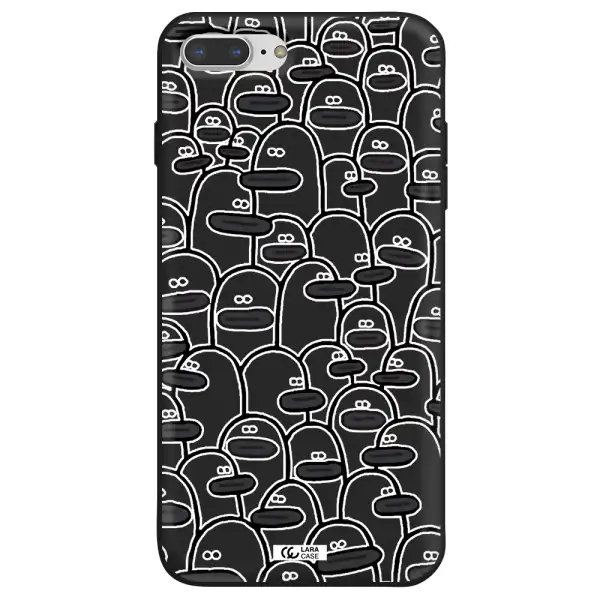 a group of white and black cartoon characters Apple iPhone 7 plus Silicone black Case