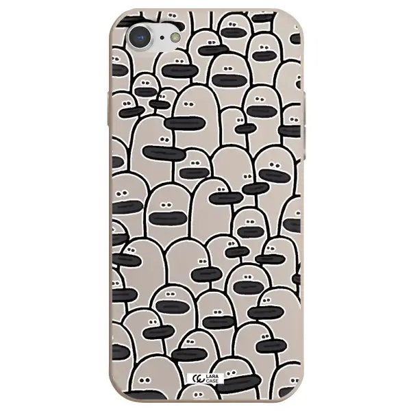 a group of white and black cartoon characters Apple iPhone 7 Silicone Stone Case