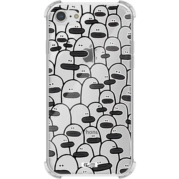 a group of white and black cartoon characters Apple iPhone 8 Clear PC Case