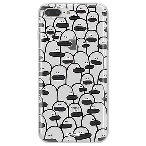 a group of white and black cartoon characters Apple iPhone 8 plus Clear TPU Case