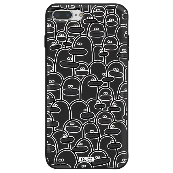 a group of white and black cartoon characters Apple iPhone 8 plus Silicone black Case