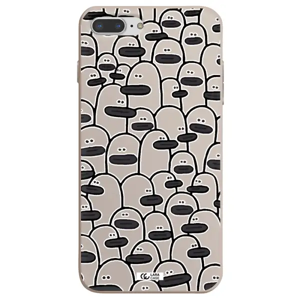 a group of white and black cartoon characters Apple iPhone 8 plus Silicone Stone Case