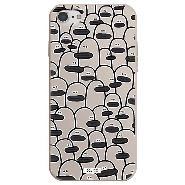 a group of white and black cartoon characters Apple iPhone 8 Silicone Stone Case