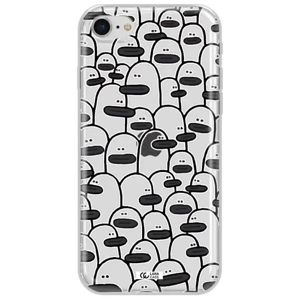 A Group Of White And Black Cartoon Characters Apple Iphone Se 2020 Clear Tpu Case