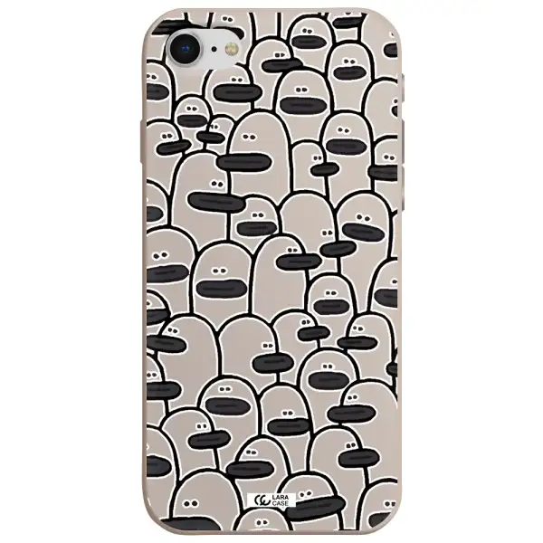 a group of white and black cartoon characters Apple iPhone se 2020 Silicone Stone Case