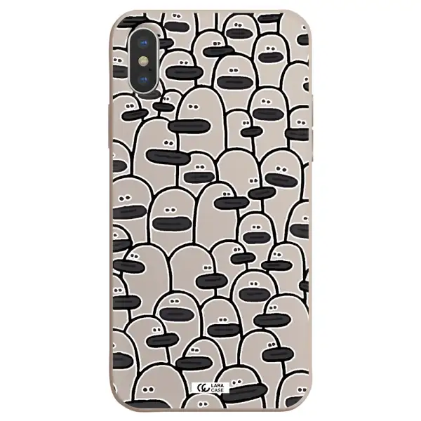 a group of white and black cartoon characters Apple iPhone X Silicone Stone Case