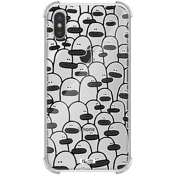 a group of white and black cartoon characters Apple iPhone XS max Clear PC Case