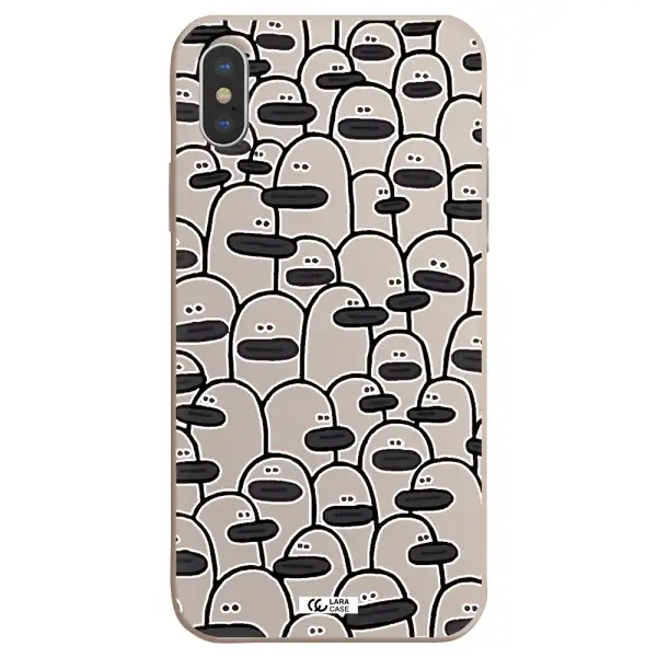 a group of white and black cartoon characters Apple iPhone XS Silicone Stone Case
