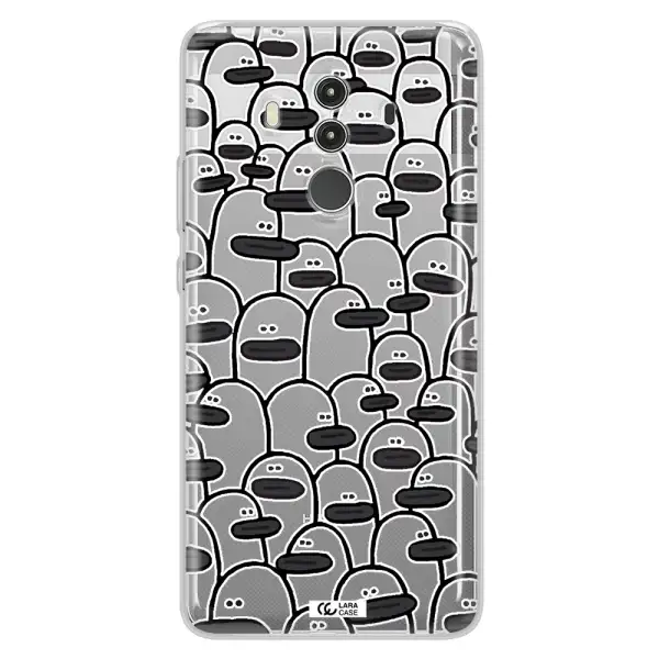 a group of white and black cartoon characters Huawei Mate 10 Clear TPU Case