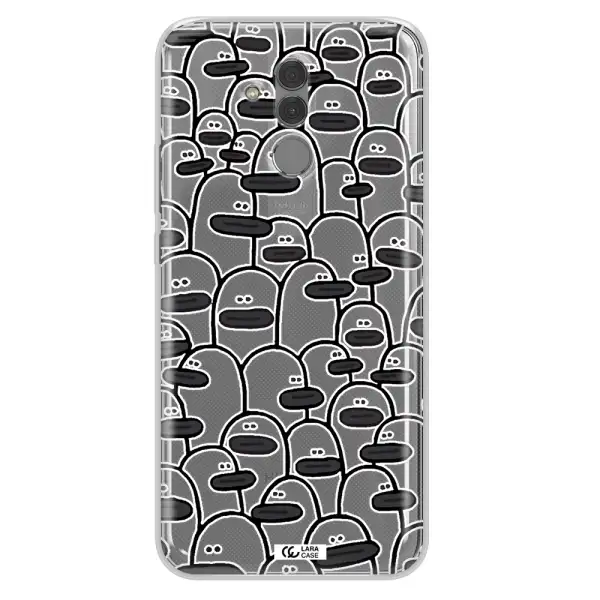 a group of white and black cartoon characters Huawei Mate 20 Lite Clear TPU Case