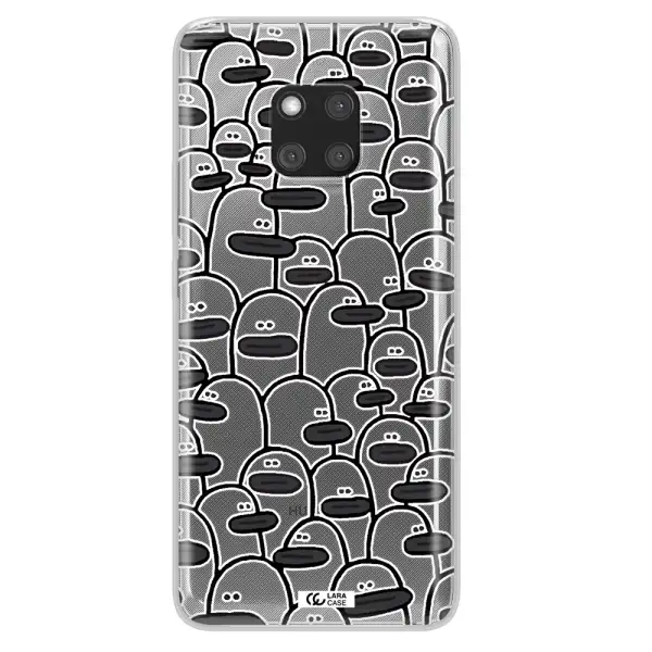 a group of white and black cartoon characters Huawei Mate 20 Pro Clear TPU Case