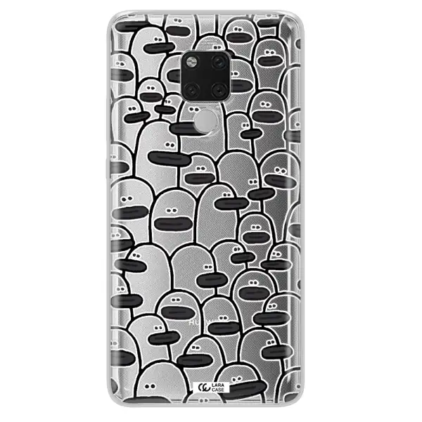 a group of white and black cartoon characters Huawei Mate 20X Clear TPU Case
