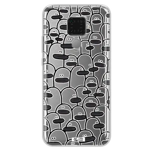 a group of white and black cartoon characters Huawei Mate 30 Lite Clear TPU Case