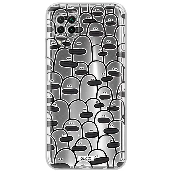 A Group Of White And Black Cartoon Characters Huawei Nova 7I Clear Tpu Case