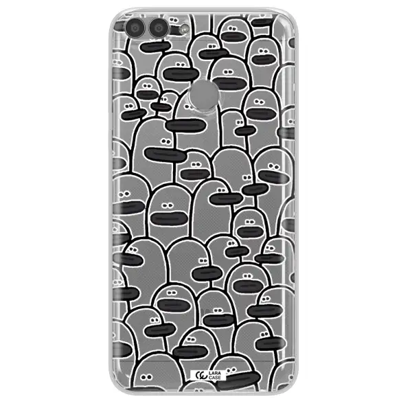 a group of white and black cartoon characters Huawei P Smart 2017 Clear TPU Case