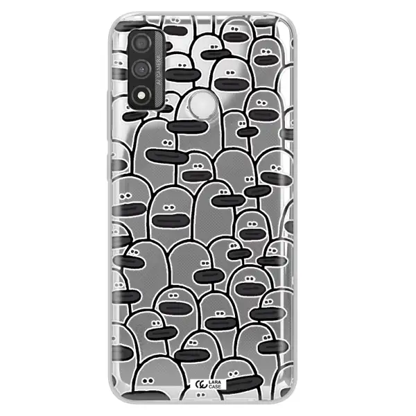 a group of white and black cartoon characters Huawei P Smart 2020 Clear TPU Case