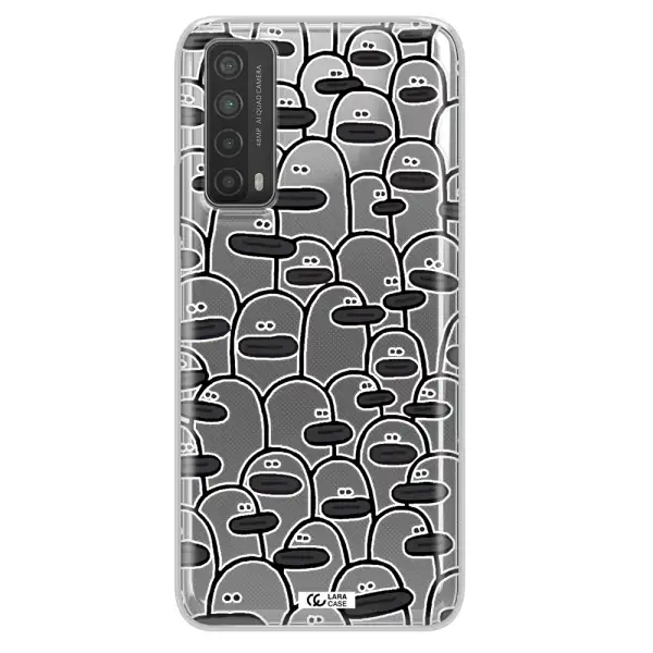 a group of white and black cartoon characters Huawei P Smart 2021 Clear TPU Case