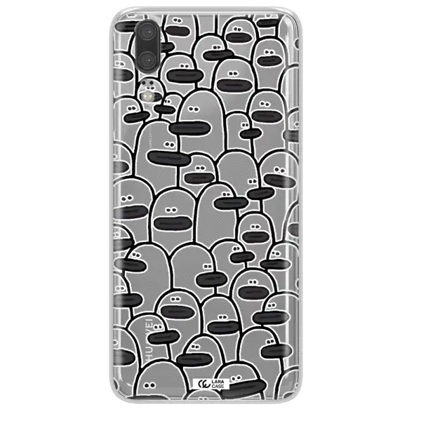 a group of white and black cartoon characters Huawei P20 Clear TPU Case