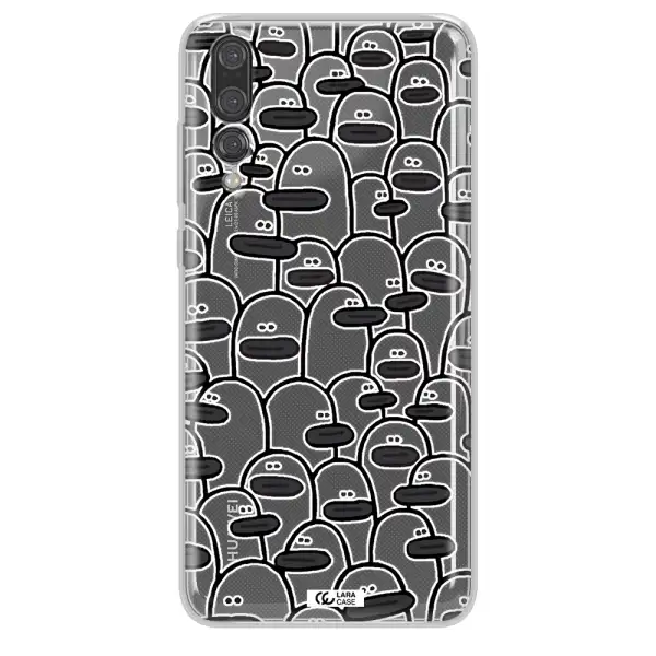 a group of white and black cartoon characters Huawei P20 Pro Clear TPU Case