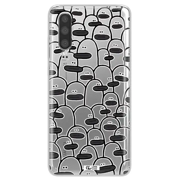 a group of white and black cartoon characters Huawei P30 Clear TPU Case