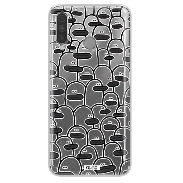 a group of white and black cartoon characters Huawei P30 Lite Clear TPU Case